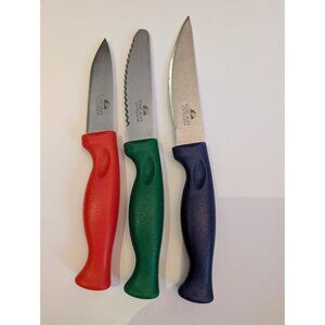 Chicago Cutlery 3-Piece Paring Knife Set With Red Green & Blue New